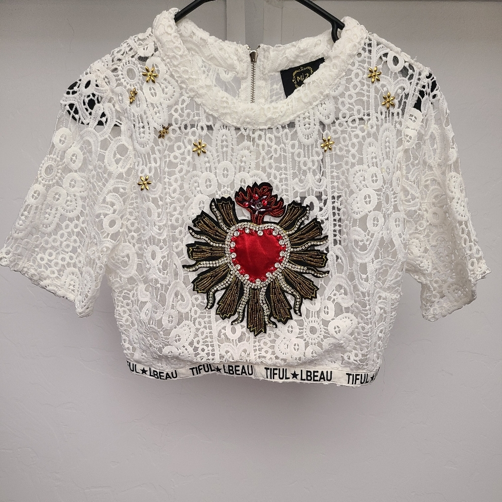 NWT White Lace Crop Top Size S